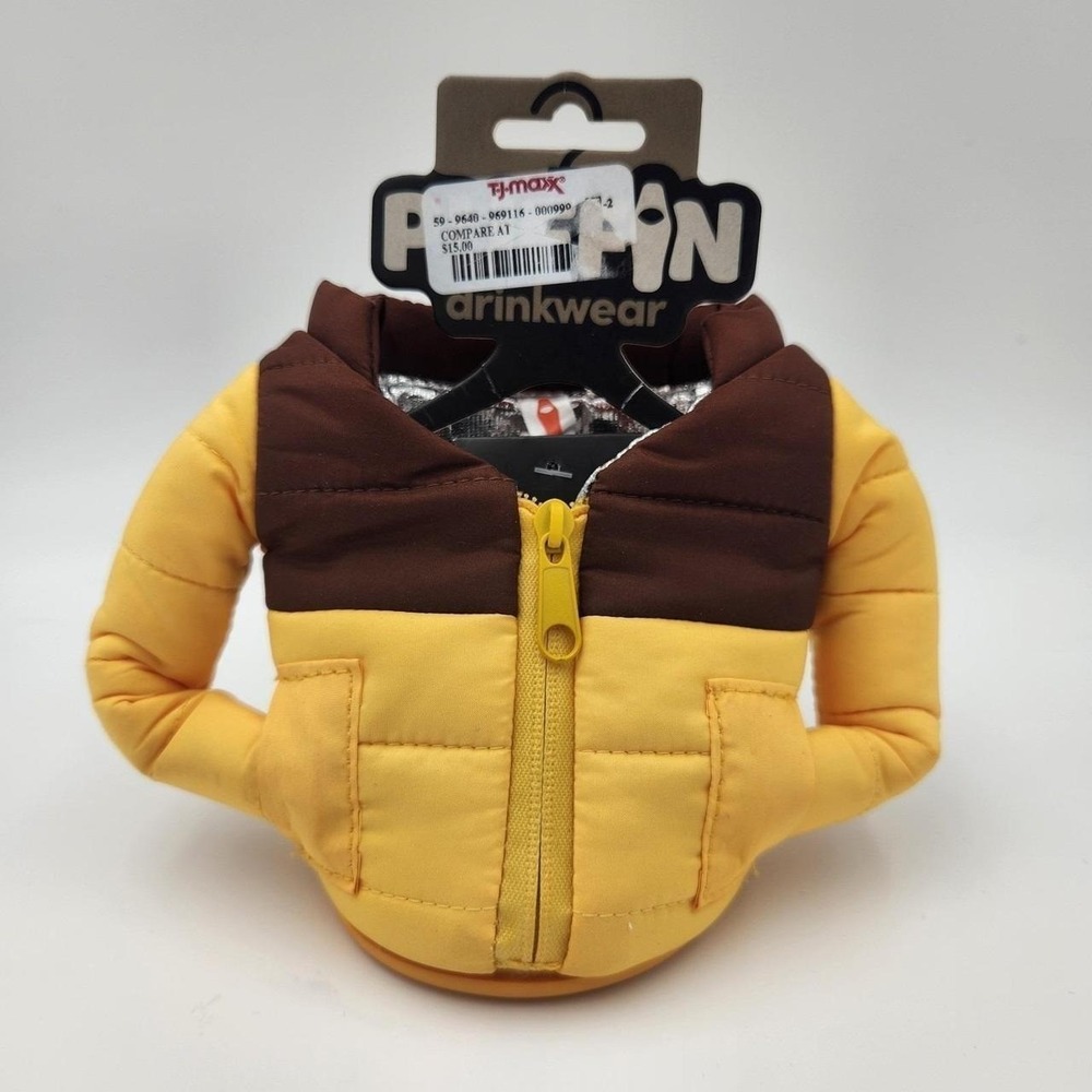 Puffin Drinkwear The Puffy Beverage Yellow Jacket, Insulated Can Koozie  NEW Tag